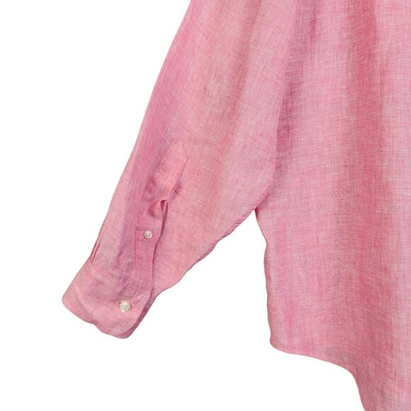 Brooks Brothers Mens 346 The Original Polo Linen Shirt Size Large Pink Button Up - Picture 7 of 12